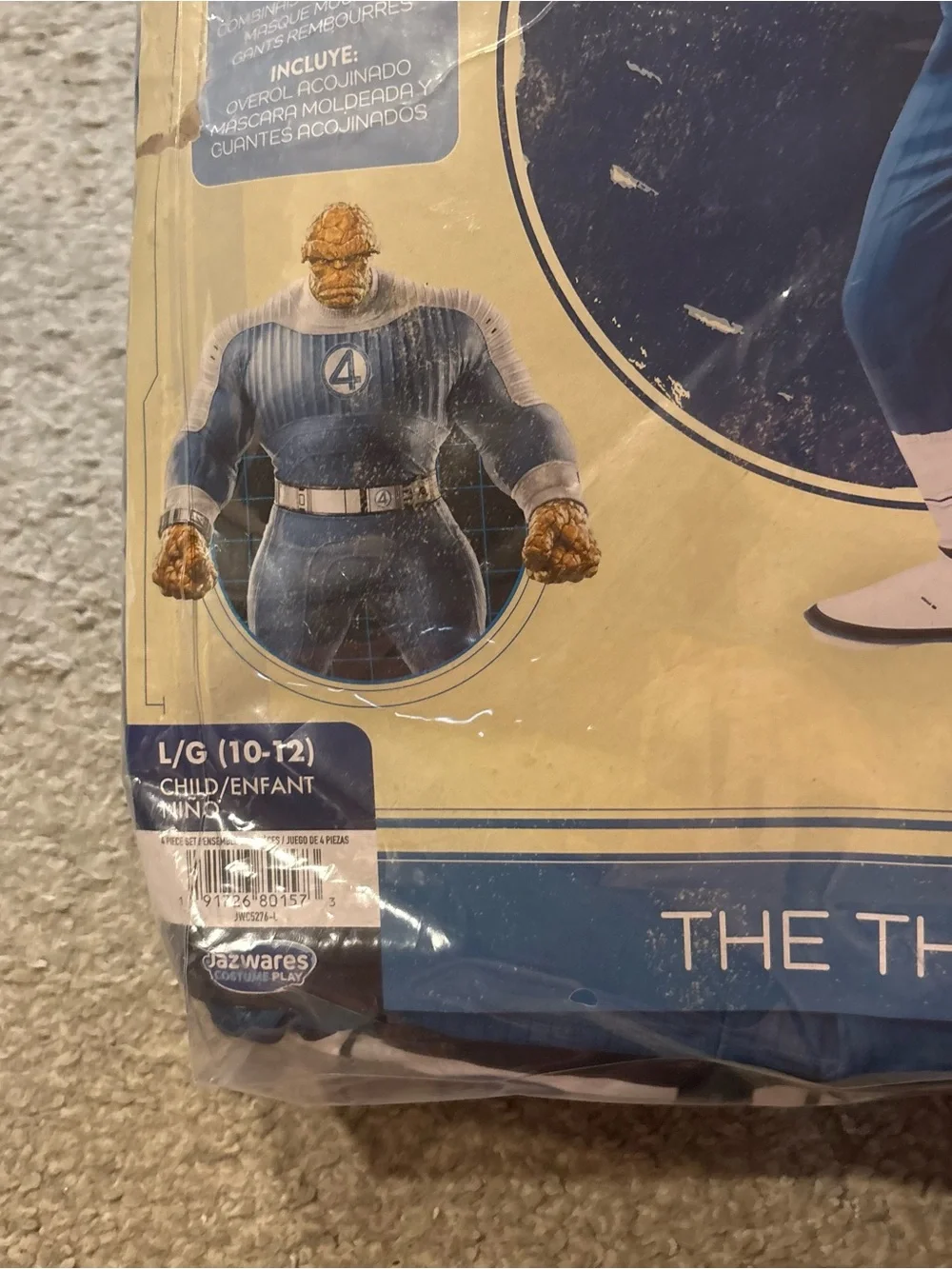 Marvel The Thing Kids Costume NEW Fantastic 4 Large 10-12 W/ Mask